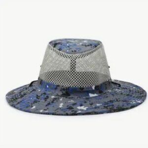 Camouflage Blue Vented Shade Hat Large Brim